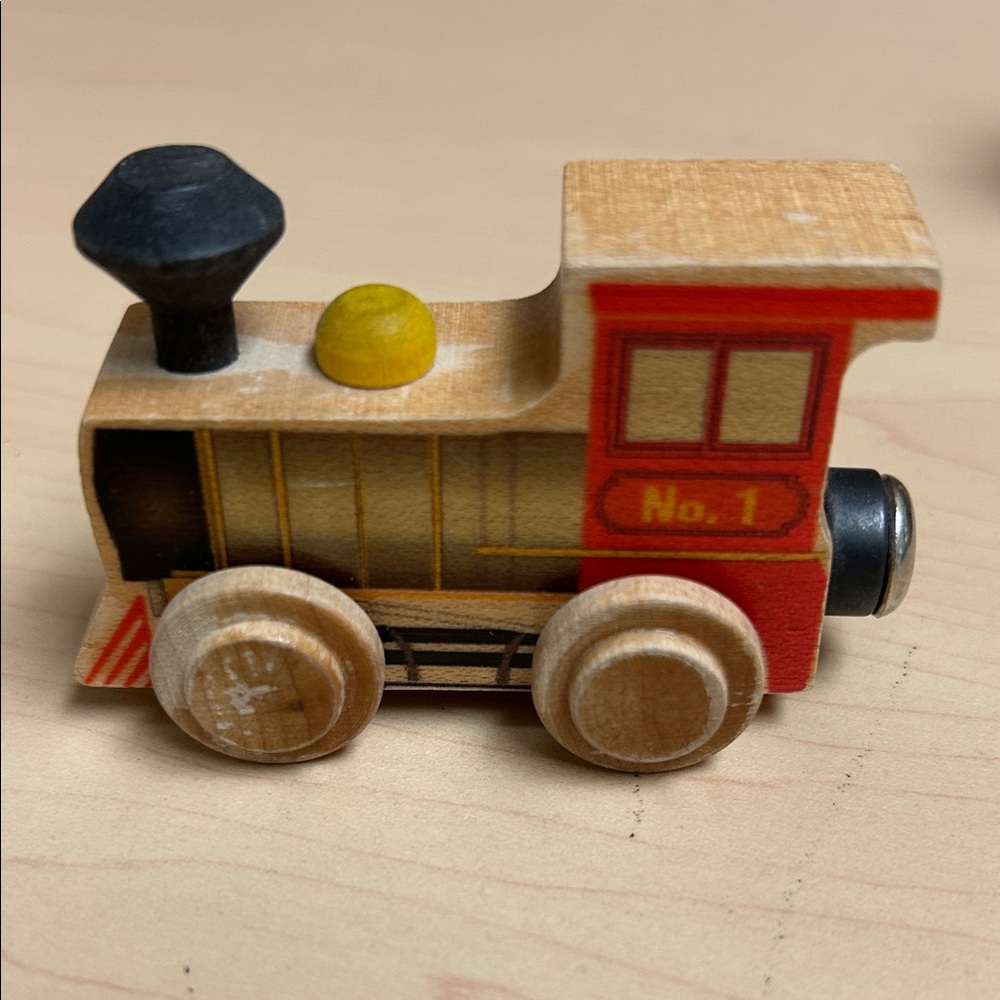 Wooden Toy Train Engine - Red and Yellow